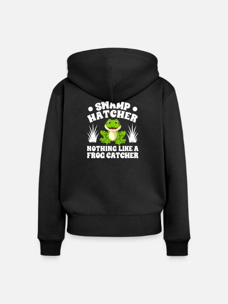 Frog Catcher Swamp Hatcher Frog - Frauen Premium Bio Zip Hoodie - Schwarz