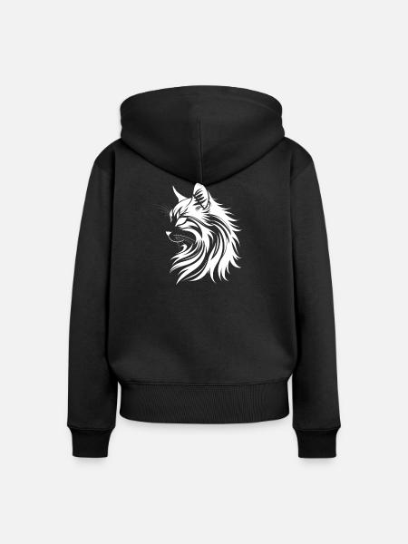 Katze - Frauen Premium Bio Zip Hoodie - Schwarz