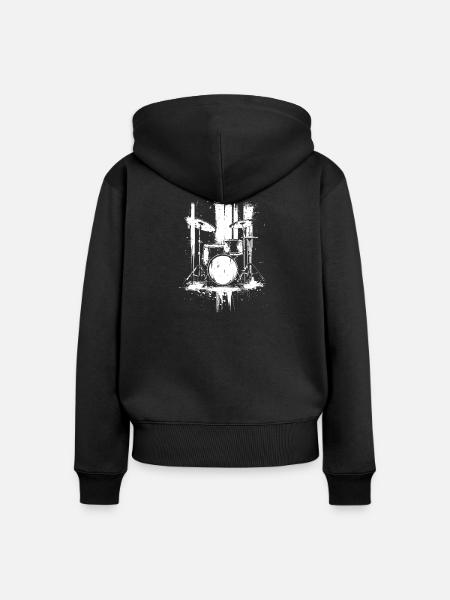 Schlagzeug - Frauen Premium Bio Zip Hoodie - Schwarz