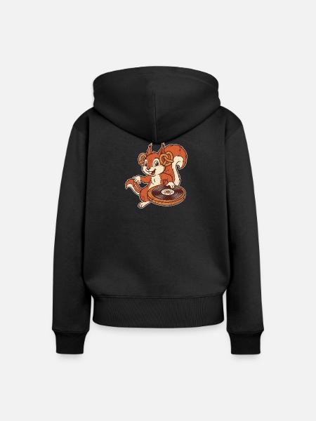 Brezel DJ Eichhörnchen - Frauen Premium Bio Zip Hoodie - Schwarz