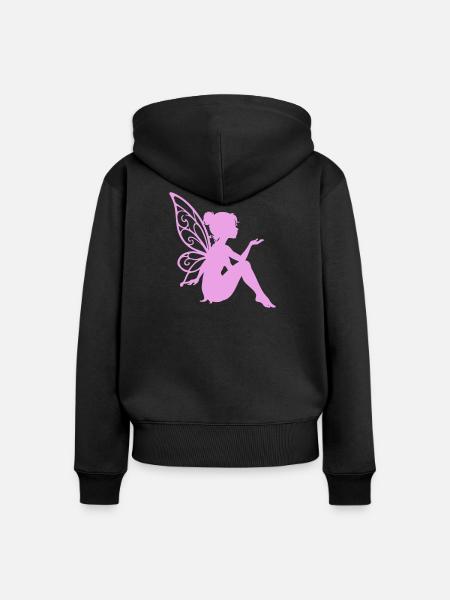 Zarte Feenheldin mit Flügeln - Frauen Premium Bio Zip Hoodie - Schwarz
