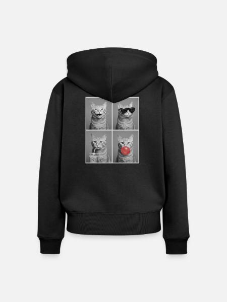Katzen orange Tabby Katze - Frauen Premium Bio Zip Hoodie - Schwarz
