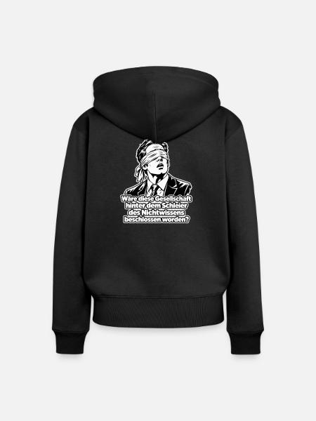 Schleier des Nichtwissens - Frauen Premium Bio Zip Hoodie - Schwarz
