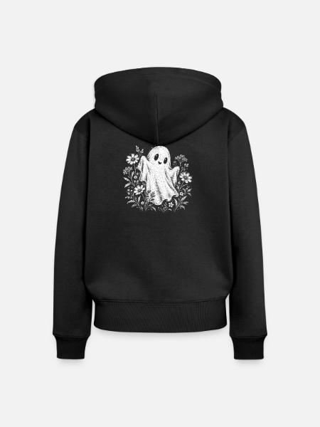 Blumengeist im Blütenkranz - Frauen Premium Bio Zip Hoodie - Schwarz