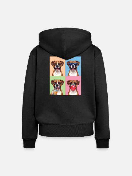 Hunde Boxer Hund - Frauen Premium Bio Zip Hoodie - Schwarz