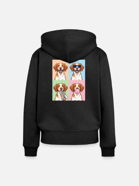 Hunde Brittany Hund - Frauen Premium Bio Zip Hoodie - Schwarz