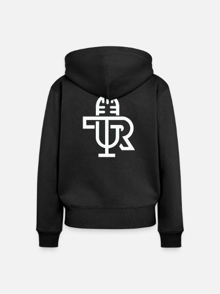 Mikrofon-Monogrammwappen - Frauen Premium Bio Zip Hoodie - Schwarz