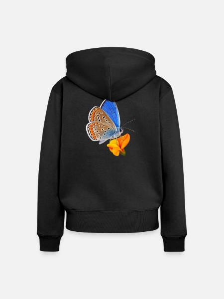 Schmetterling Geissklee bläuling - Frauen Premium Bio Zip Hoodie - Schwarz