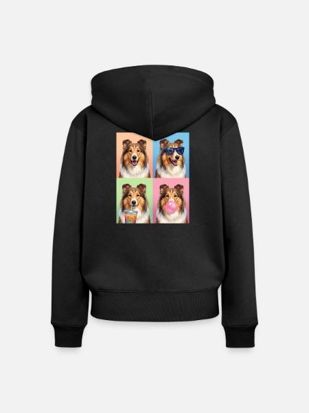 Hunde Collie Hund - Frauen Premium Bio Zip Hoodie - Schwarz
