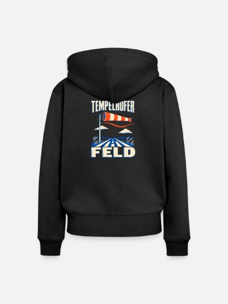 Tempelhofer Feld – Windsack und Startbahn - Frauen Premium Bio Zip Hoodie - Schwarz