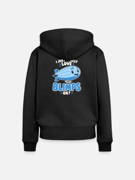 Ich liebe Blimps – fröhliche Luftschiff-Karikatur - Frauen Premium Bio Zip Hoodie - Schwarz