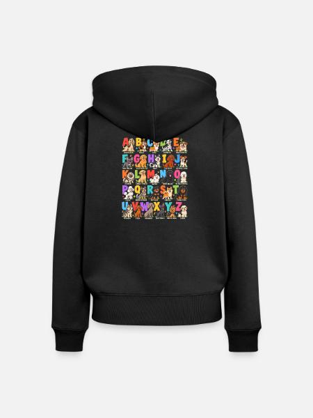Hunde im bunten ABC - Frauen Premium Bio Zip Hoodie - Schwarz