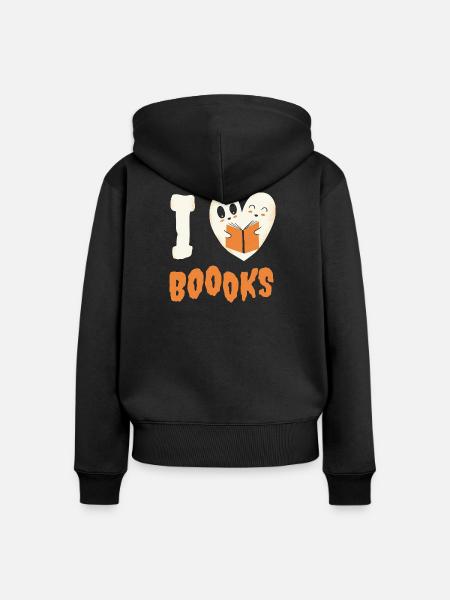 Ich liebe Boooks - Frauen Premium Bio Zip Hoodie - Schwarz