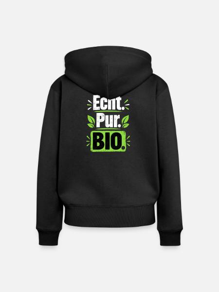 Echt Pur Bio Statement - Frauen Premium Bio Zip Hoodie - Schwarz