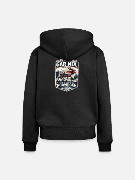 Norwegen Elch Badge Motiv - Frauen Premium Bio Zip Hoodie - Schwarz