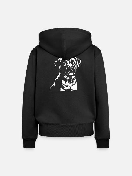 Boerboel Kopf "Black Edition" - Frauen Premium Bio Zip Hoodie - Schwarz