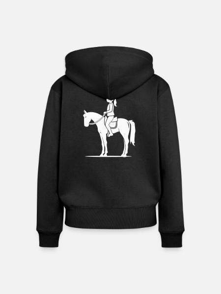 Reiterin Silhouette auf Pferd - Frauen Premium Bio Zip Hoodie - Schwarz