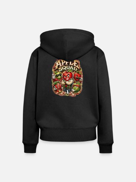 Apfel - Frauen Premium Bio Zip Hoodie - Schwarz