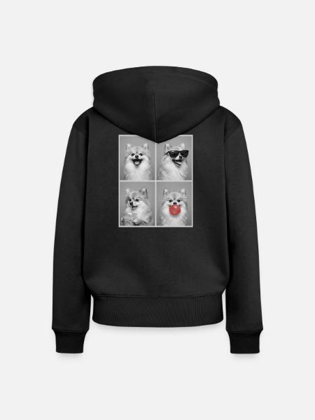Hunde Zwergspitz Hund - Frauen Premium Bio Zip Hoodie - Schwarz