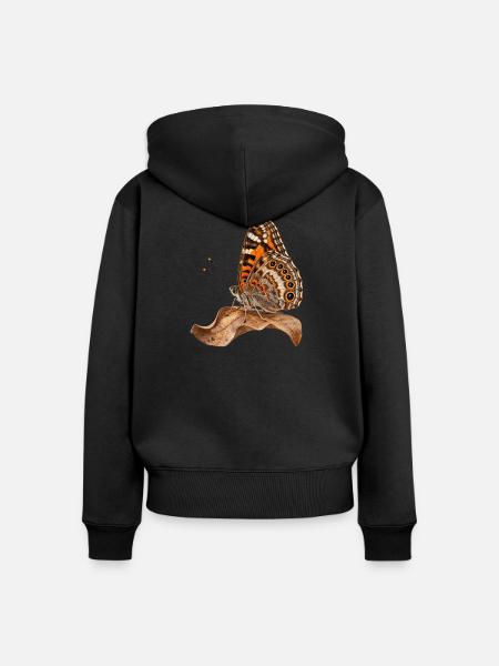 Schmetterling Mauerfuchs - Frauen Premium Bio Zip Hoodie - Schwarz