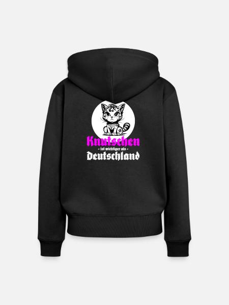 Knutschen ist wichtiger als Deutschland - Frauen Premium Bio Zip Hoodie - Schwarz