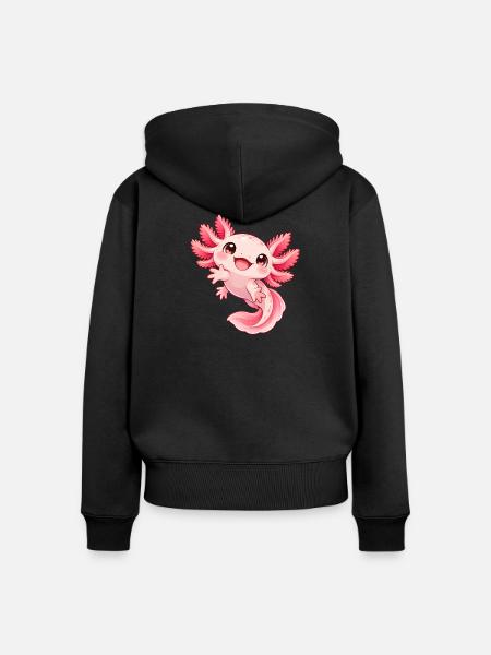 Verspieltes Axolotl Pink-Kindermotiv - Frauen Premium Bio Zip Hoodie - Schwarz