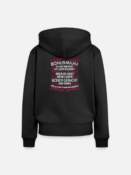 Bonus Mama Stiefmutter Geschenk Beste Stiefmama - Frauen Premium Bio Zip Hoodie - Schwarz