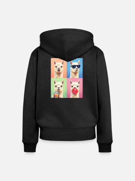 Alpakas Alpaka - Frauen Premium Bio Zip Hoodie - Schwarz