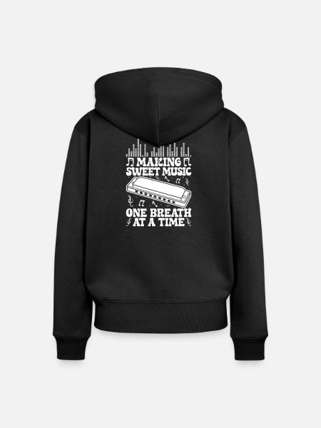 Harmonica Musican Making Sweet Music Harmonica - Frauen Premium Bio Zip Hoodie - Schwarz