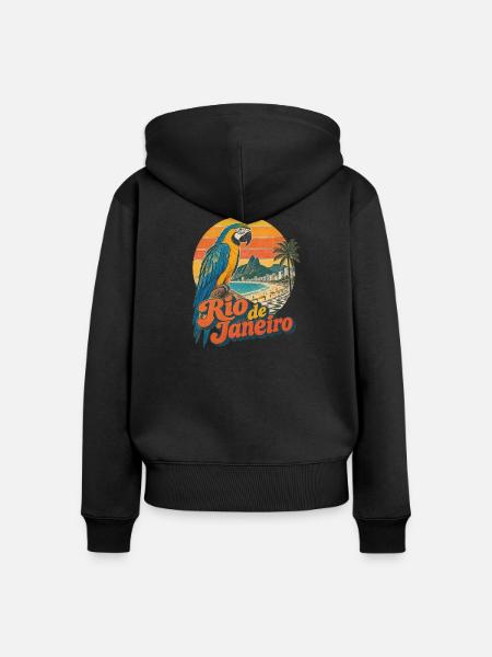 Rio de Janeiro Papagei Geschenk - Frauen Premium Bio Zip Hoodie - Schwarz