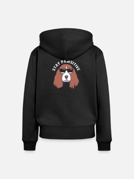 Springer Spaniel Hund - Frauen Premium Bio Zip Hoodie - Schwarz