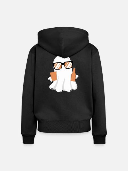 Halloween Buhs lustig - Frauen Premium Bio Zip Hoodie - Schwarz