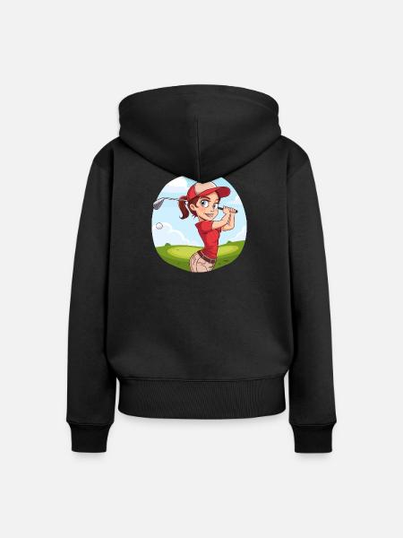 Golferin Cartoon - Frauen Premium Bio Zip Hoodie - Schwarz