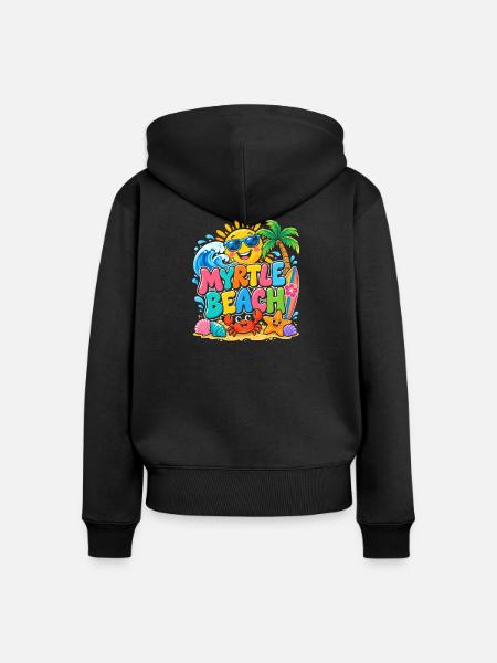 Myrtle Beach Sonne & Meer - Frauen Premium Bio Zip Hoodie - Schwarz