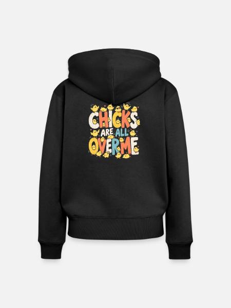 Küken-Allover-Print - Frauen Premium Bio Zip Hoodie - Schwarz