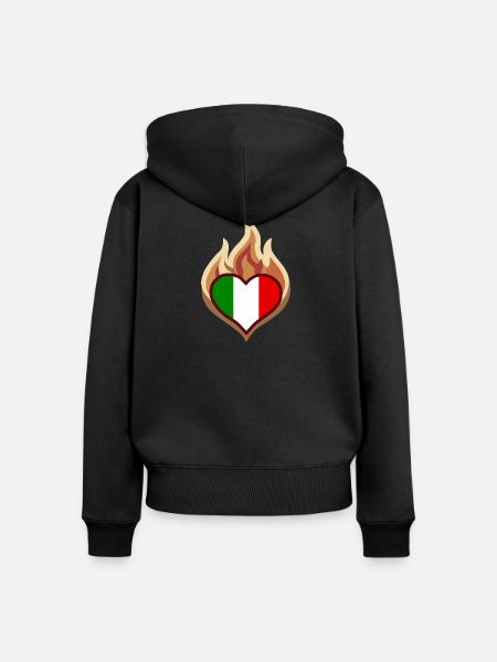 Flammenherz Italienflagge - Frauen Premium Bio Zip Hoodie - Schwarz