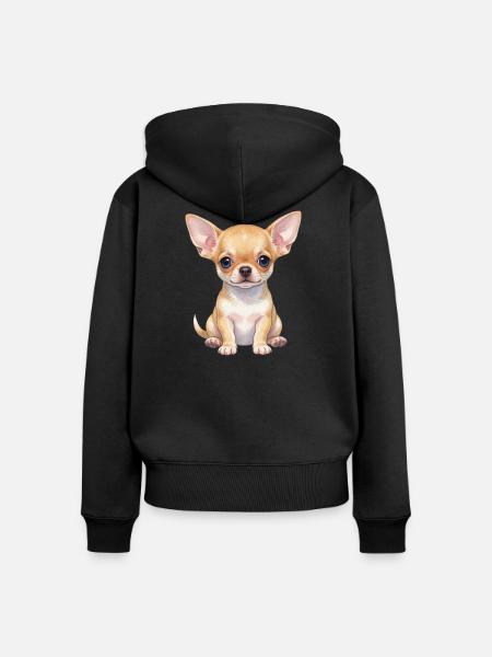 Chihuahua Welpe Hundebaby Geschenkidee - Frauen Premium Bio Zip Hoodie - Schwarz