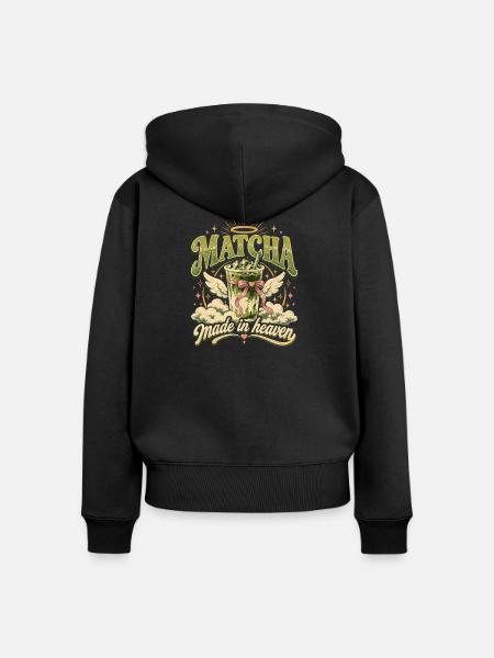 Matcha Himmel Becher - Frauen Premium Bio Zip Hoodie - Schwarz