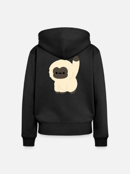 Kawaii Gibbon - Frauen Premium Bio Zip Hoodie - Schwarz