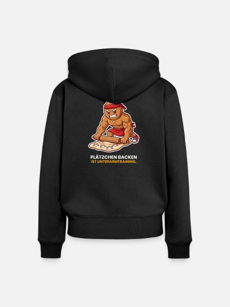 Lebkuchenmann Plätzchen backen Unterarmtraining - Frauen Premium Bio Zip Hoodie - Schwarz