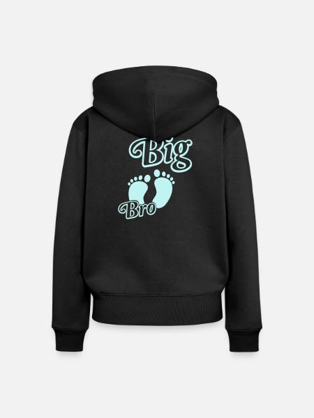 Großer Bruder mit Babyfüßen - Frauen Premium Bio Zip Hoodie - Schwarz