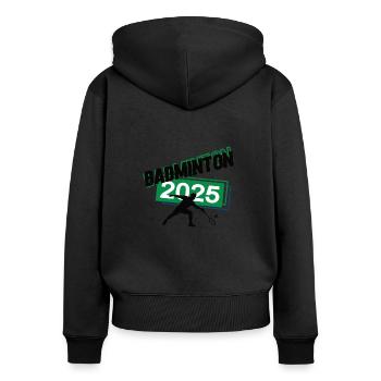 Badminton Spieler Team Turnier Federball in 2025 - Frauen Premium Bio Zip Hoodie - Schwarz - Hinten - Julia (174cm)
