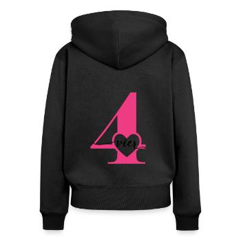 Ziffer Vier 4 mit Herz - Frauen Premium Bio Zip Hoodie - Schwarz - Hinten - Julia (174cm)