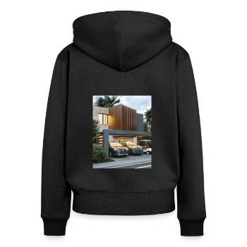 House - Women's Premium Organic Zip Hoodie - black - Back - Julia (174cm)