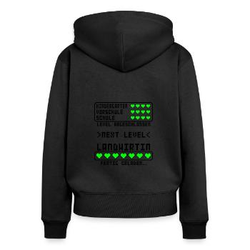 Landwirt Landwirtin Prüfung Ausbildung bestanden - Frauen Premium Bio Zip Hoodie - Schwarz - Hinten - Julia (174cm)