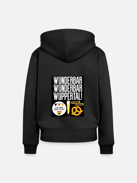 Wuppertal - Frauen Premium Bio Zip Hoodie - Schwarz
