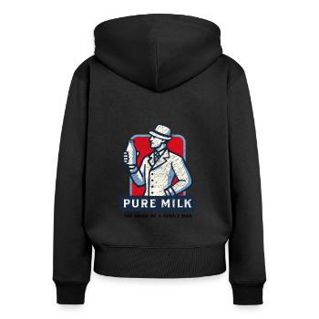 Boisson au lait pur d’un homme doux drôle - Sweat à capuche zippé Premium bio Femme - noir - Dos - Julia (174cm)