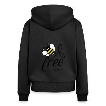 Bee Biene - Frauen Premium Bio Zip Hoodie - Schwarz - Hinten - Julia (174cm)