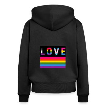 Aimer les LGBT - Sweat à capuche zippé Premium bio Femme - noir - Dos - Julia (174cm)