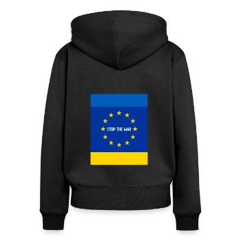 Ukraine - Women's Premium Organic Zip Hoodie - black - Back - Julia (174cm)